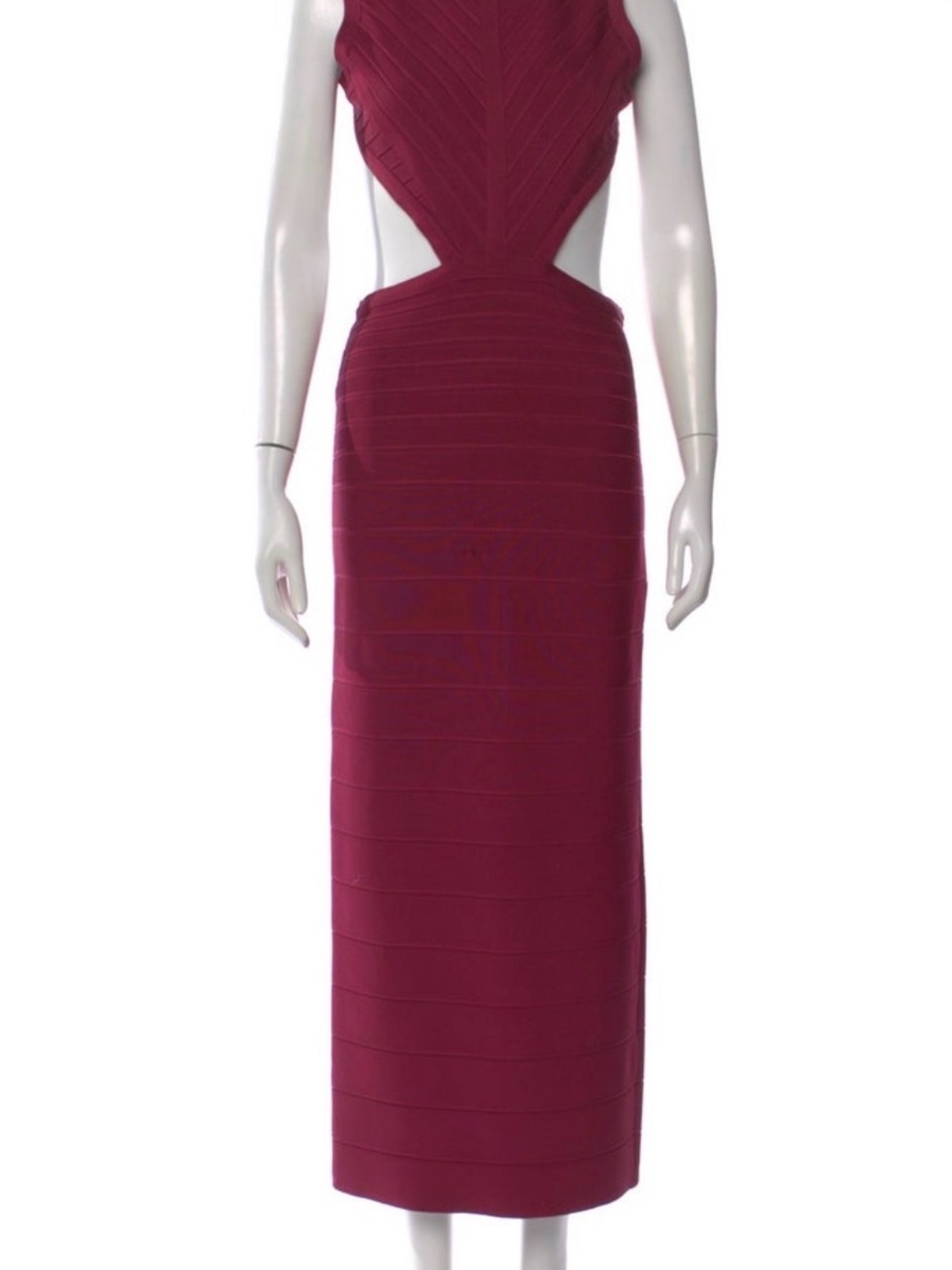 Herve Leger Backless Bandage Midi Dress in Wine